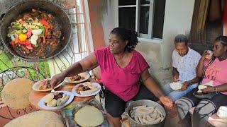 Rain Almost Wash Away Miss Littles Pot Cooking For Her Work Men Homestyle ChickenDumpling & Yam