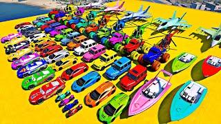 GTA V SPIDER-MAN Stunt Car Racing Challenge By Heroes and Friends With Amazing Car Planes and Boats