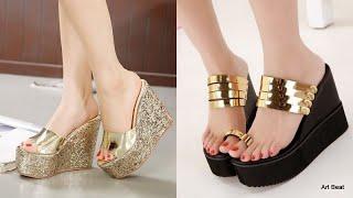 Latest Stylish High Heels Wedges For Women - Fashion Footwear Beautiful Sandals Designs