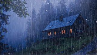 Goodbye Insomnia With Heavy RAIN Sound  Rain Sounds On Old Roof In Foggy Forest At NightMeditation