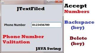JAVA SWING  JTextField Phone Number validation  Accept Only Numberswith 10 digit