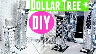 DIY Faux Mirror & Crystal Tower Candle Holders  Dollar Tree Room Decor  Cheap & Easy Diy