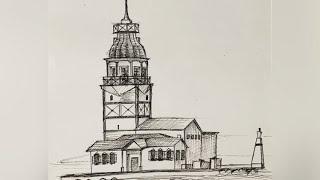 Kız Kulesi nasıl çizilir? How to draw Maiden Tower?