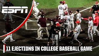 11 EJECTIONS  Mississippi State vs. Georgia benches clear after intense play at the plate 