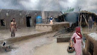 Very Heavy Rain in Pure Mud Homes in  Village Pakistan  Village Life in Punjab