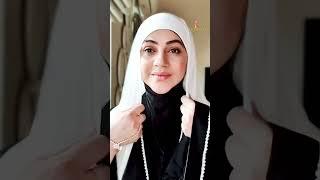 Slip On Hijab attached cap  White Chiffon  Shorts