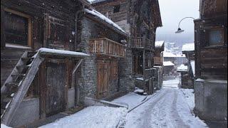  Snowing at Zermatt Old Town Hinterdorf