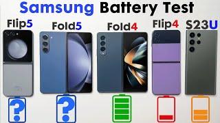 Samsung Galaxy Z Flip 5 & Fold 5 vs. S23 Ultra  Fold 4  Flip 4 - ULTIMATE Battery Test