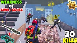 This is The ONLY Weakness Of Awm + Groza in PUBG Mobile • 30 KILLS • PUBGM HINDI