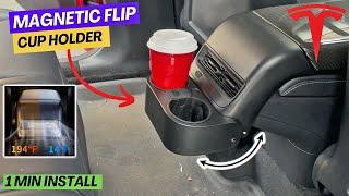 NEW Integrated Magnetic Rear Console Cup Holders for Tesla Model 3Y EASY Install & USEFUL #tesla