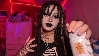ASMR  Fishnet Scratching + Mouth Sounds Fast and Aggressive Fabric Scratching Goth vibes
