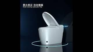 Integrated sterilizing foam shield fully automatic flip top pressureless smart toilet  #bathroom