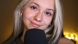 ASMR Closeup Face Attention  Face Touching Brushing Mouth Sounds Tracing and Trigger words 