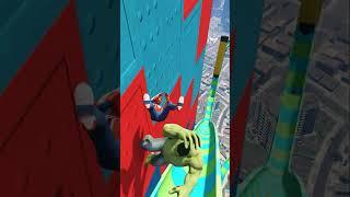 SPIDERMAN ON AWESOME WATER SLIDES WITH LAVA  IN GTA 5 #shorts #gtav