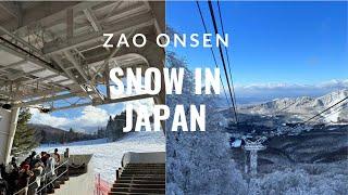 snowy japan at zao onsen  skiing cable car ride below -1°C snowing winter wonderland