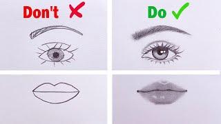 Dont VS Do  How to draw Lips Eye Nose and Hair  Drawing Tutorial