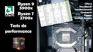 Benchmark tests AMD Ryzen 9 5900x performances vs Ryzen 7 2700x