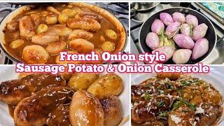 French Onion Soup style - Sausage Potato & Onion Casserole #chefarchiepie