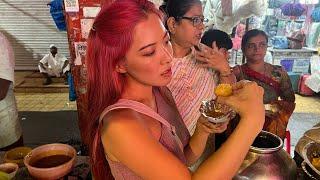 JAPANESE GIRL TRYING INDIAN STREET FOOD