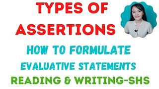 Types of assertion according to degree of certaintyEvaluative statement in a text
