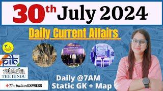 30 July 2024 current affairs  हिंदी+English  SSC Railway bankinggroup D & other exams