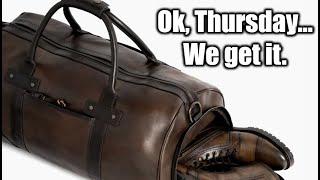 First Look Thursday Boots Weekender Bag  Anejo Full-Grain Leather Duffel Bag  DEEP VALUE