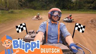 Blippis Go Kart Rennen ️  Blippi Deutsch -  Abenteuer und Videos für Kinder