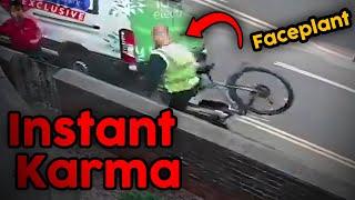 Cyclist Gets Instant Karma Caught on CCTV