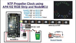 NTP Propeller Clock using APA102 RGB LED STRIP and NodeMCU