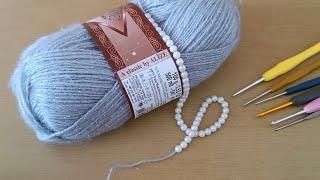 AMAZING  Crochet pearl flower knitting pattern  Tığ işi örgü modeli