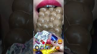 asmr SWEET BUBBLY CHOCOLATE PURPLE JELLY eating sounds #shorts