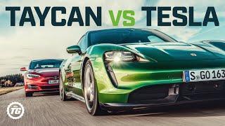 Porsche Taycan Turbo S vs Tesla Model S DRAG RACE FULL REVIEW AND VMAX  Top Gear