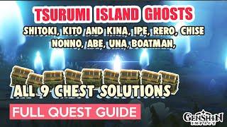 How to ALL 9 GHOSTS PUZZLES & CHESTS of TSURUMI ISLAND  Genshin Impact