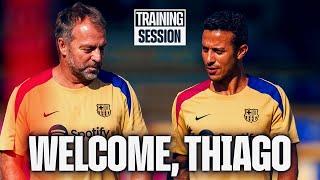 THIAGO WATCHES OVER THE DOUBLE TRAINING SESSION  FC Barcelona 