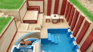 My Holiday of Three Months Build an Unique Diamond Underground Water Slide Into Twins Swimming Pool