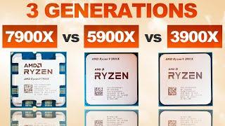 3 Generations TESTED — AMD 7900X vs 5900X vs 3900X