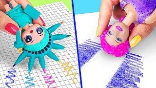 9 Weird Ways To Sneak Barbie Dolls Into Class  Clever Barbie Hacks And LOL Surprise Hacks