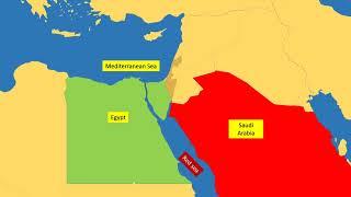 location of Suez canal in World map.