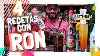 4 COCTELES FAMOSOS CON RON   TUTORIAL  COMÓ UN BARTENDER