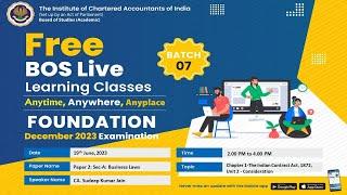 Foundation Paper 2 Sec-ABL  Topic Ch-1-The Indian Contract Act... Session 2  19 June 2023