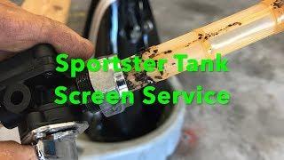 Harley Davidson Sportster Gas Tank Removal And Screen Cleaning.