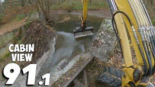 Large Beaver Dam On A Concrete Weir - Mechanical Beaver Dam Removal No.91.1 - Cabin View