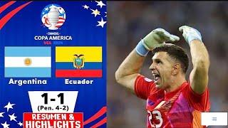 Argentina vs Ecuador  Crazy Penalty Shootout 1-1 Highlights & Penalty Shootout 4-2 COPA AMERICA