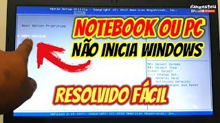 Notebook ou PC nao dá boot no windows Fica no setup bios  Sistema não inicia  Como resolver fácil