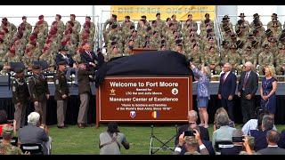 Watch the moment Fort Moore sign unveiled and Huey flies over event