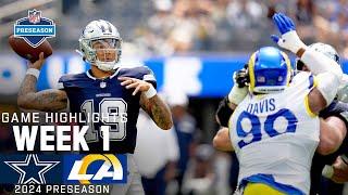 Dallas Cowboys vs. Los Angeles Rams  2024 Preseason Week 1 Game Highlights