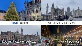 a Christmas night market in Bruges & Ghent Belgium  RELAXING SILENT TRAVEL VLOG #9