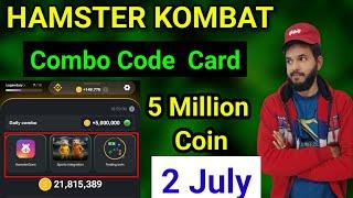 hamster Kombat combo card combo 2 July  Hamster Kombat combo daily 5 million token coins