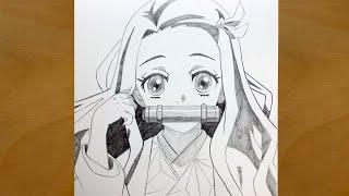 Anime sketch  How to draw nezuko step-by-step  Anime draw  draw anime