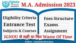 M.A Admission 2023  IGNOU July 2023 Session MA Admission Full Details  IGNOU Degree Validity ?